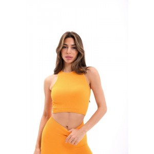 Sunset Turuncu Halter Yaka Ribana Crop