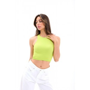Sunset Yeşil Halter Yaka Ribana Crop