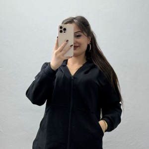 Kapşonlu Fermuarlı Modal Sweat Siyah - 90977.1837.
