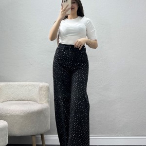 Taşlı Çımalı Kot Pantolon Siyah - 32448.2001