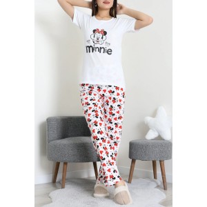 Süprem Baskılı Pijama Takım Beyazkırmızı - 50774.1773.