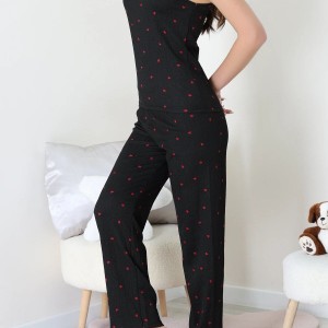 Bürümcük İp Askılı Pijama Takımı Kalp - 129.1287.