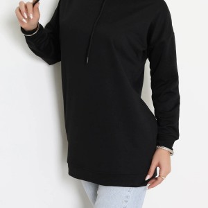2 İplik Kapşonlu Tunik Sweat Siyah - 42766.1878.