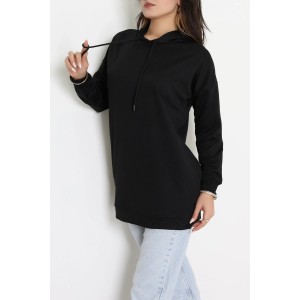2 İplik Kapşonlu Tunik Sweat Siyah - 42766.1878.