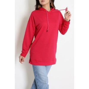 2 İplik Kapşonlu Tunik Sweat Fuşya - 42766.1878.