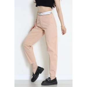 Kemerli Mom Kot Pantolon Somon - 3011931.1968.