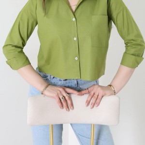 Cepli Crop Poplin Gömlek Haki - 43951.2131.