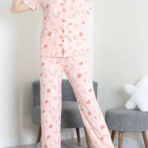 Milan Kumaş Düğmeli Pijama Takımı Pudratavşan - 750.1287.