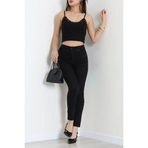 Dar Paça Kot Pantolon Siyah - 80321.2164.