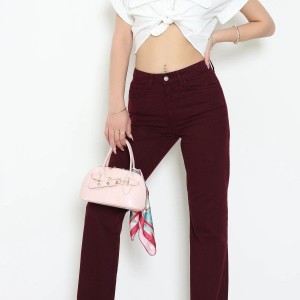 Straight Kesim Kot Pantolon Bordo - 32888.2049.