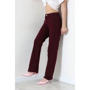 Straight Kesim Kot Pantolon Bordo - 32888.2049.