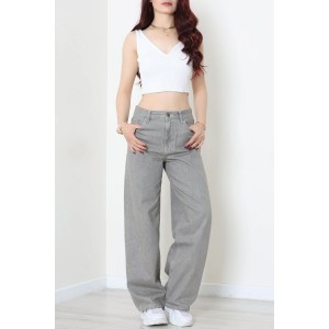 Wide Leg Kot Pantolon Gri - 32894.2049.