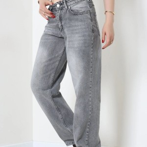 Wide Leg Palazzo Kot Pantolon Gri - 32473.2059.
