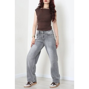 Wide Leg Palazzo Kot Pantolon Gri - 32473.2059.