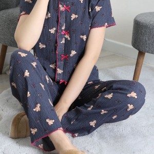 Bürümcük Fırfırlı Pijama Takımı Lacivert - 158.1287.