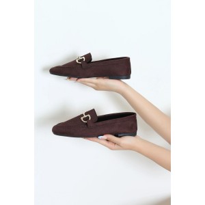 Tokalı Loafer Babet Süetkahve - 193.1846.