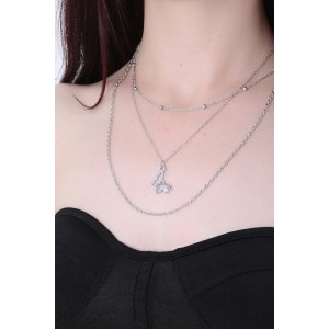 Kelebekli Zincirli Üçlü Kolye Seti Gümüş - 32784.2063.