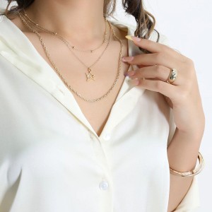 Yıldız Zincirli Üçlü Kolye Seti Gold - 32790.2063.