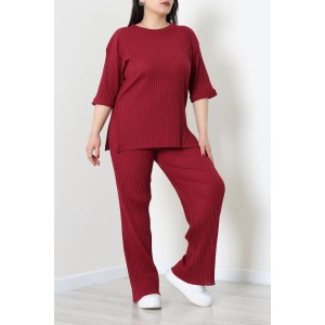 Fitilli İkili Takım Bordo - 52307.1567.