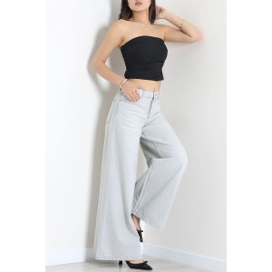 Geniş Paça Kot Pantolon Gri - 75119.2049.