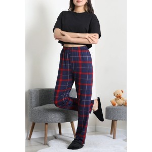 Milan Likralı Pijama Altı Lacivertkırmızı - 53712.1929.