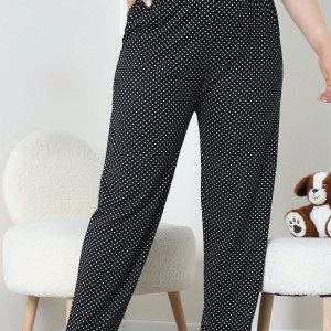 Cepli Viskon Büyük Beden Pijama Altı Siyahpuanlı - 52333.1731.