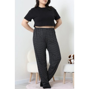 Cepli Viskon Büyük Beden Pijama Altı Siyahpuanlı - 52333.1731.