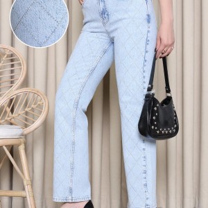 Premium Taşlı Straight Kot Pantolon Buzmavi - 52469.2049.