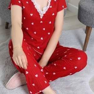 Bürümcük Dantelli Pijama Takımı Bordo - 202.1287.