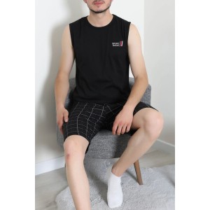 Süprem Ekose Şortlu Erkek Pijama Takım Siyah - 75261.1048.