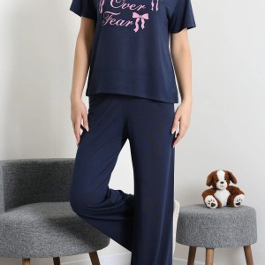 Süprem Baskılı Pijama Takımı Koyulacipembe - 53526.1567.