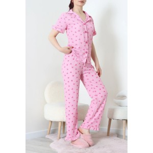 Bürümcük Fırfırlı Pijama Takımı Pembefiyonk - 127.1287.
