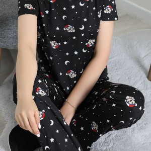Milan Alt Üst Aynı Pijama Takımı Siyahdesenli - 53890.1857.