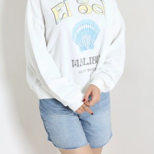 Quzu İki İplik Baskılı Sweatshirt Beyaz - 75369.2002.