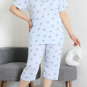 Model Büyük Beden Kapri Pijama Takımı Açıkmavi - 774.1287.