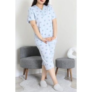 Model Büyük Beden Kapri Pijama Takımı Açıkmavi - 774.1287.
